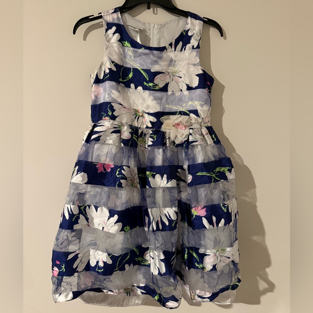 Bonnie Jean Navy and White Floral Dress
